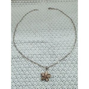 ORO Sterling Silver Flower Pendant Necklace 18" Floral Charm